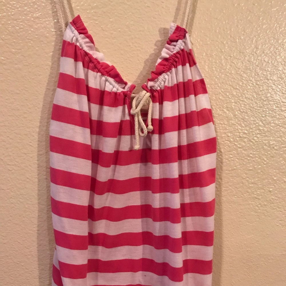 Pink and White Striped Tank Top